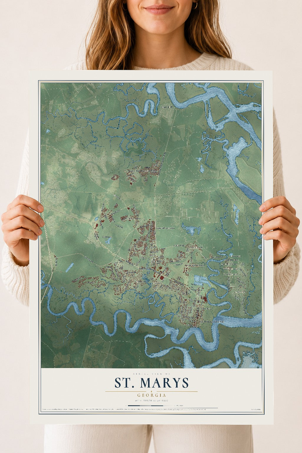 St. Marys, Georgia map print, 18" x 24" Archival Matte Print mockup