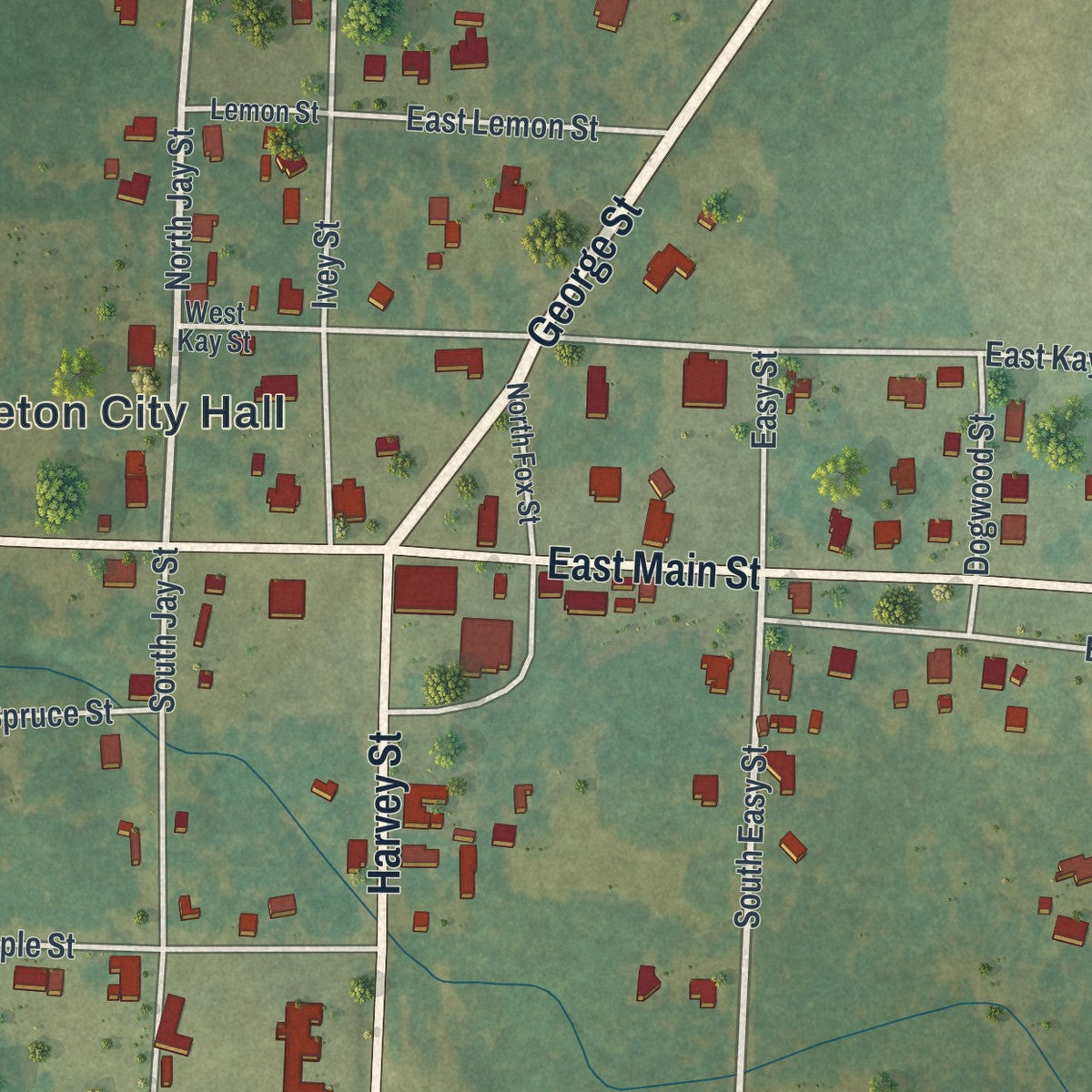 Close-up 1 of the Stapleton, Georgia map artwork