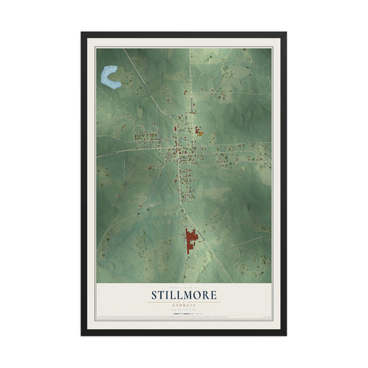 Map of Stillmore, Georgia, 12 x 18 inch print in a black wood frame