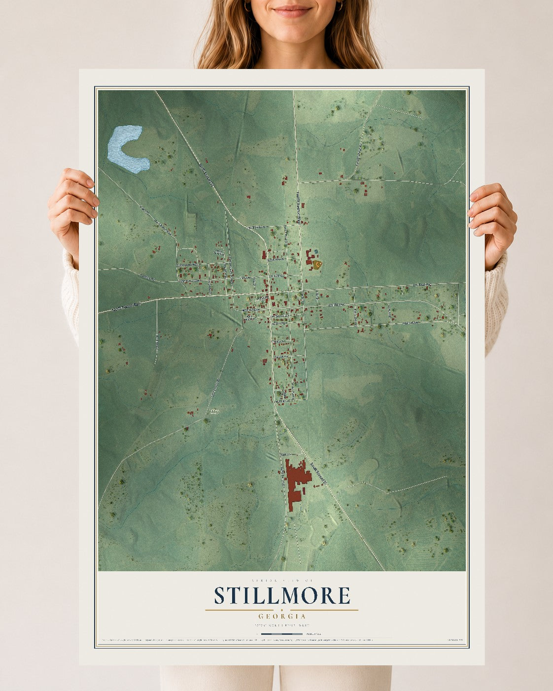 Stillmore, Georgia map print, 24" x 36" Archival Matte Print mockup