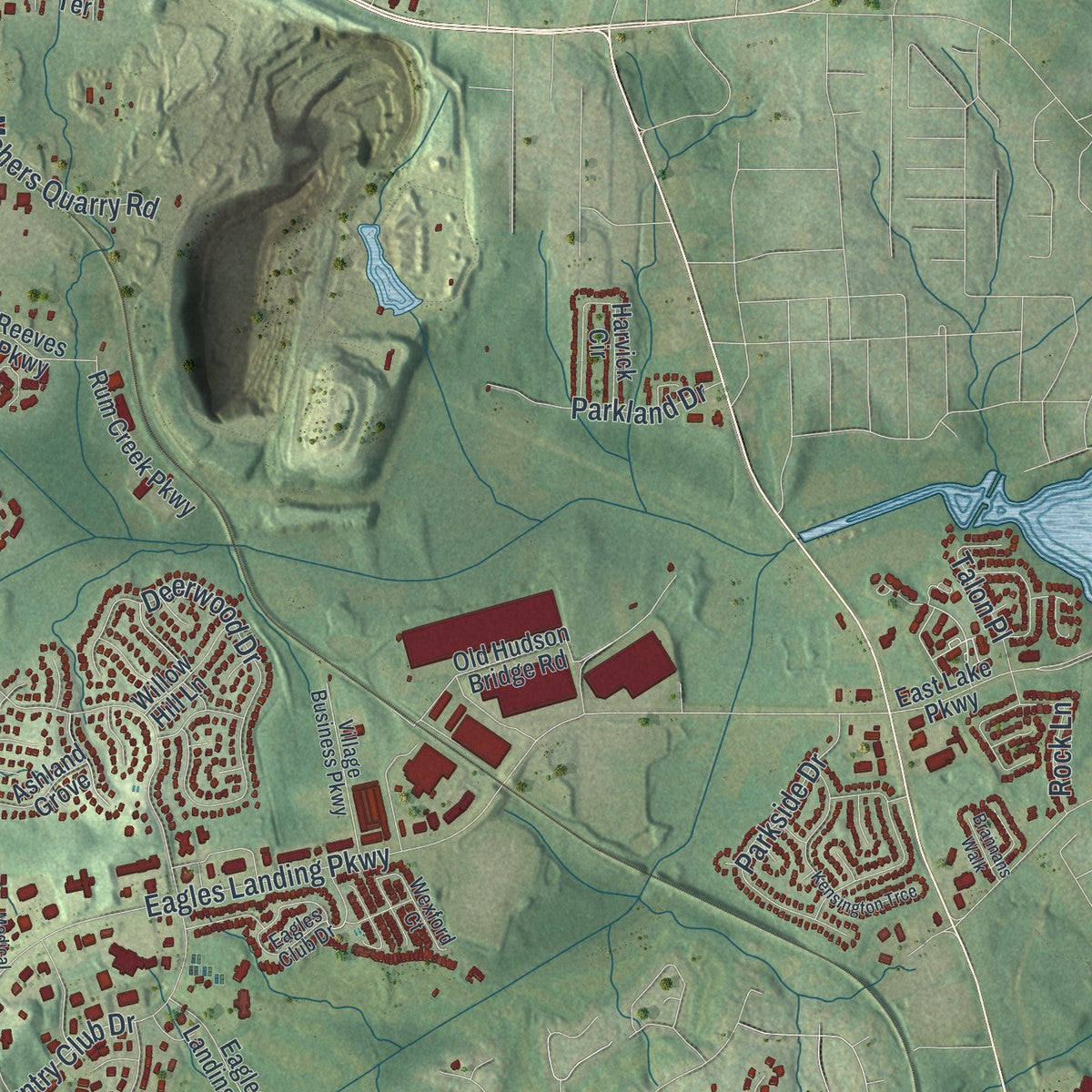 Close-up 2 of the Stockbridge, Georgia map artwork