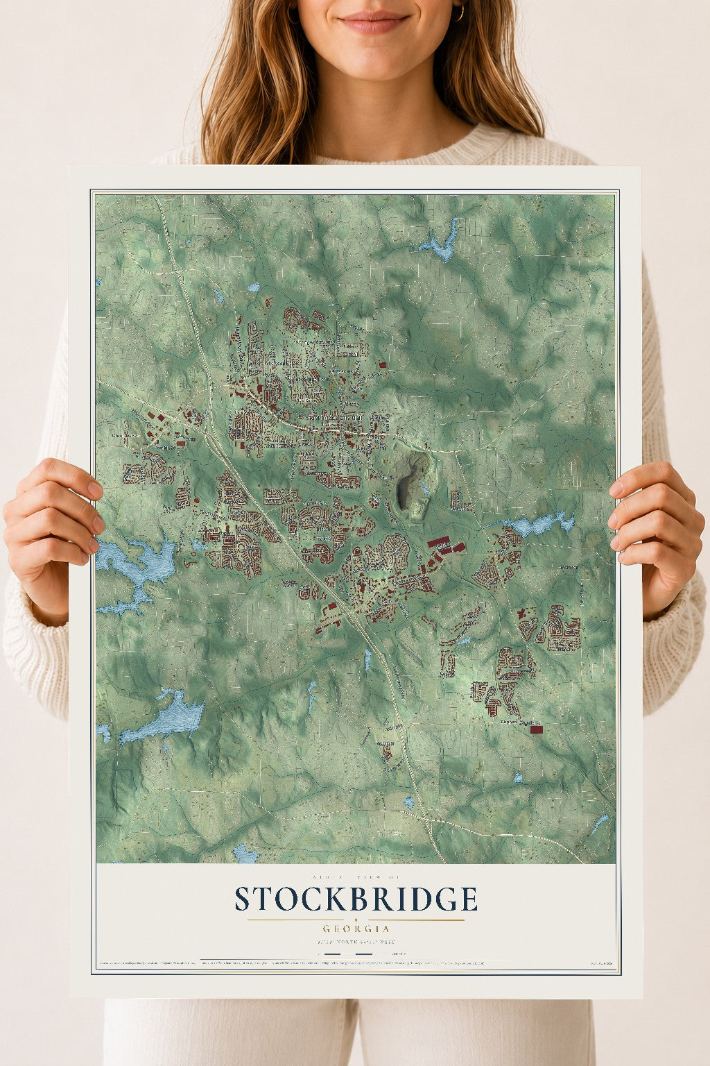 Stockbridge, Georgia map print, 18" x 24" Archival Matte Print mockup