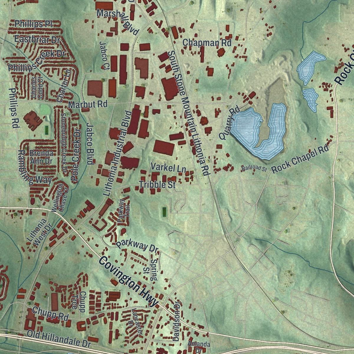 Close-up 2 of the Stonecrest, Georgia map artwork