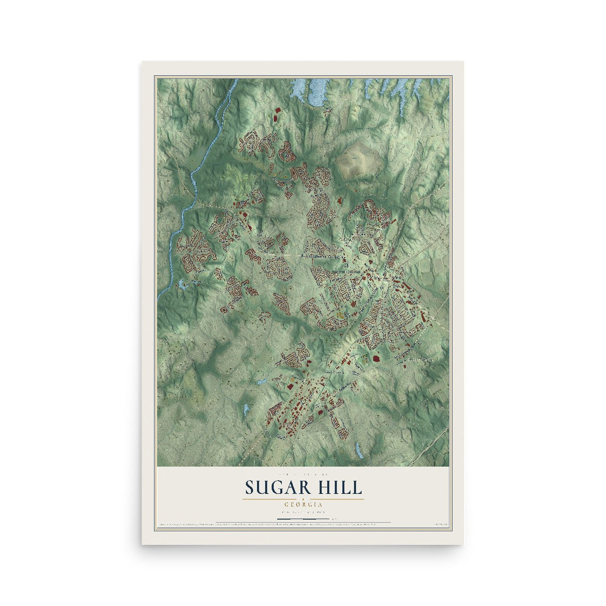 Sugar Hill, Georgia map print, 12" x 18" Archival Matte Print mockup