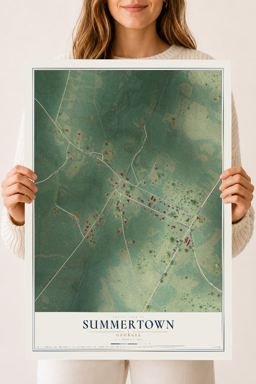 Summertown, Georgia map print, 18" x 24" Archival Matte Print mockup