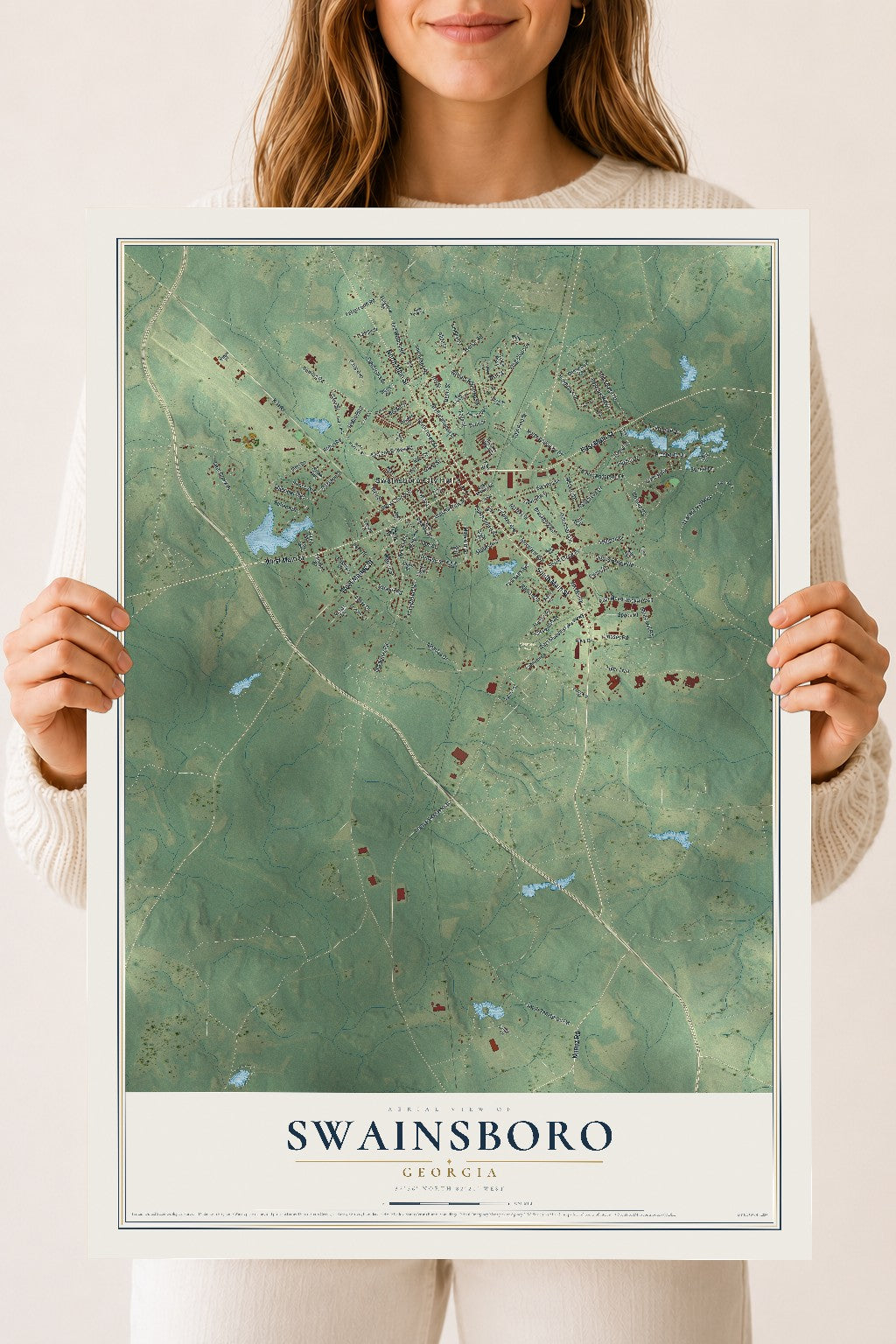 Swainsboro, Georgia map print, 18" x 24" Archival Matte Print mockup