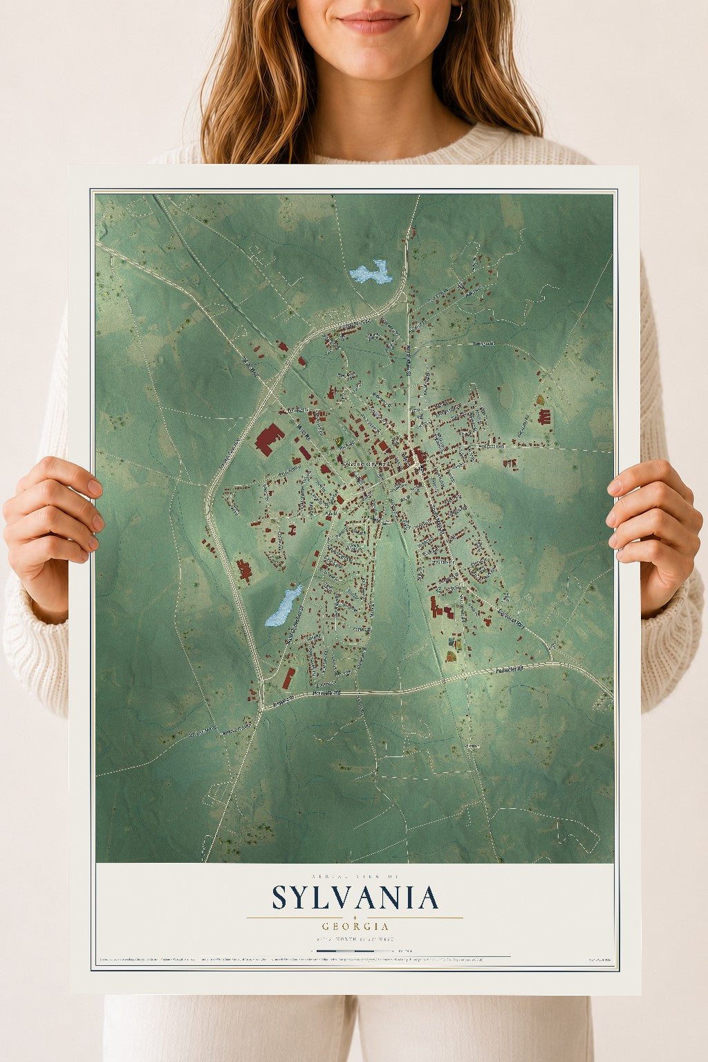 Sylvania, Georgia map print, 18" x 24" Archival Matte Print mockup