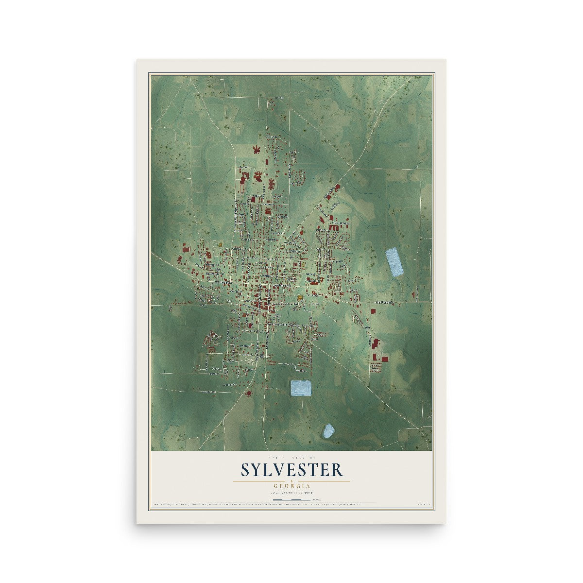 Sylvester, Georgia map print, 12" x 18" Archival Matte Print mockup
