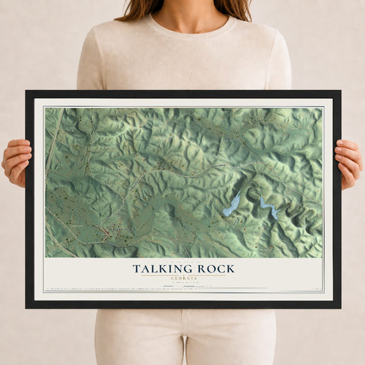 Map of Talking Rock, Georgia, 12 x 18 inch print in a black wood frame