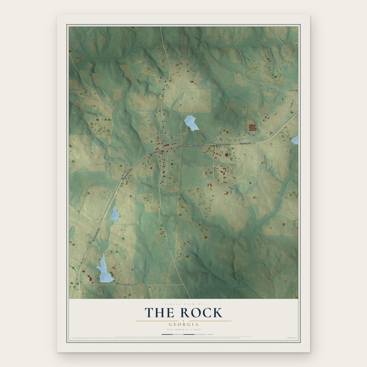 The Rock, Georgia map print, the full design