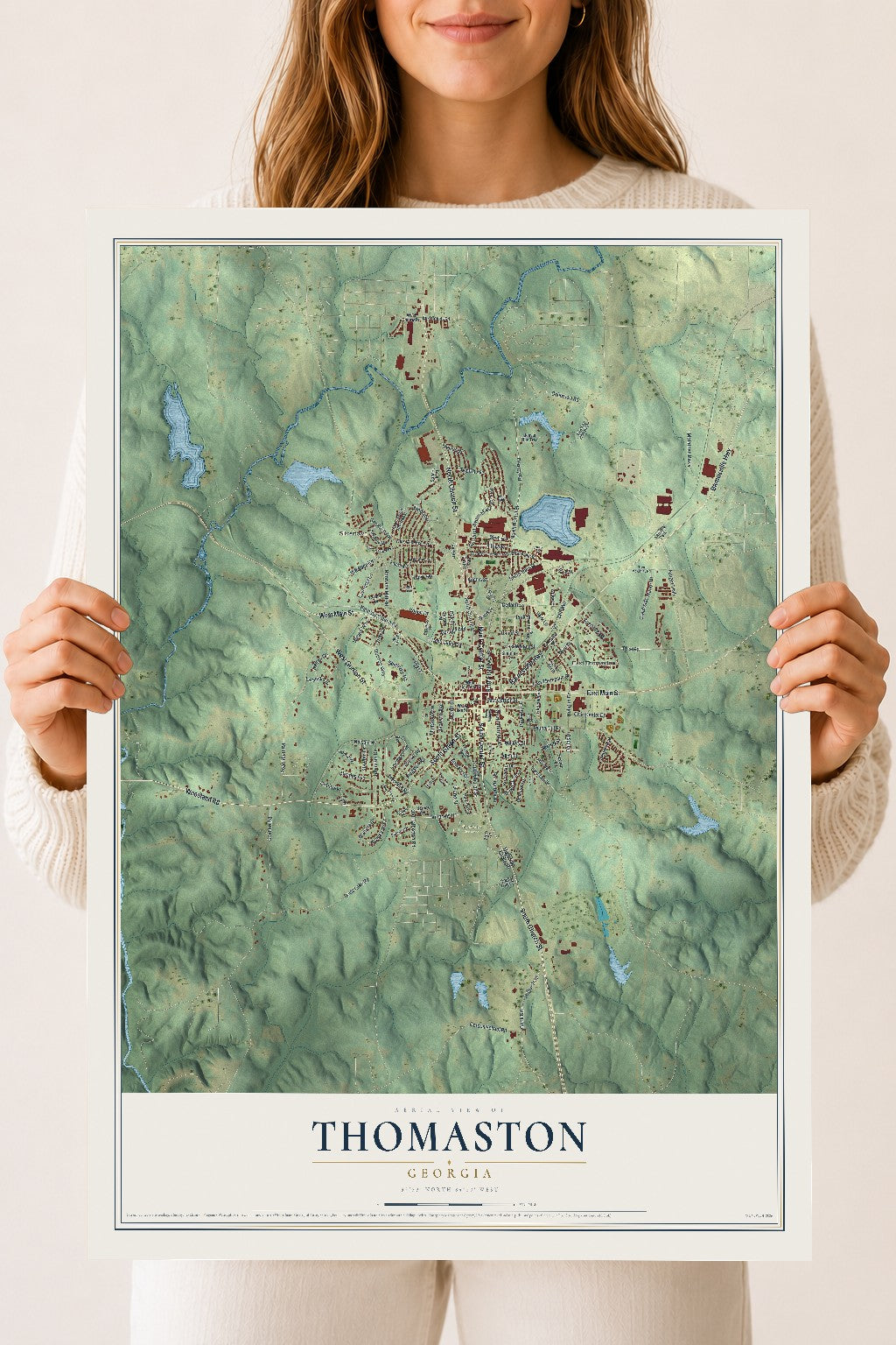 Thomaston, Georgia map print, 18" x 24" Archival Matte Print mockup