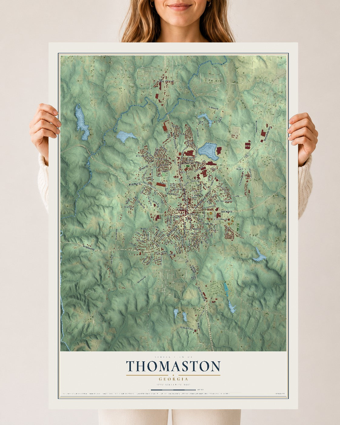 Thomaston, Georgia map print, 24" x 36" Archival Matte Print mockup