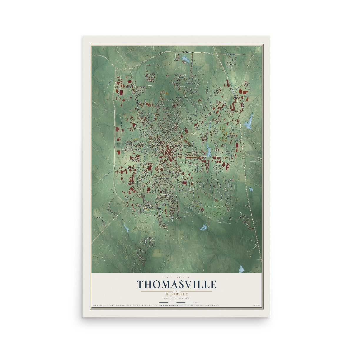 Thomasville, Georgia map print, 12" x 18" Archival Matte Print mockup
