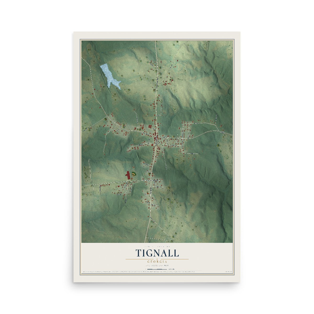 Tignall, Georgia map print, 12" x 18" Archival Matte Print mockup