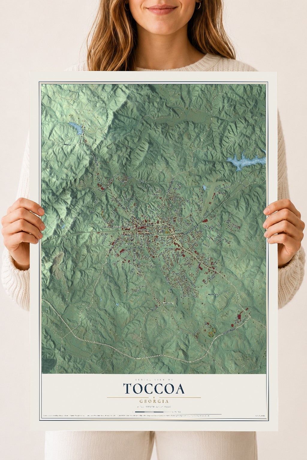 Toccoa, Georgia map print, 18" x 24" Archival Matte Print mockup