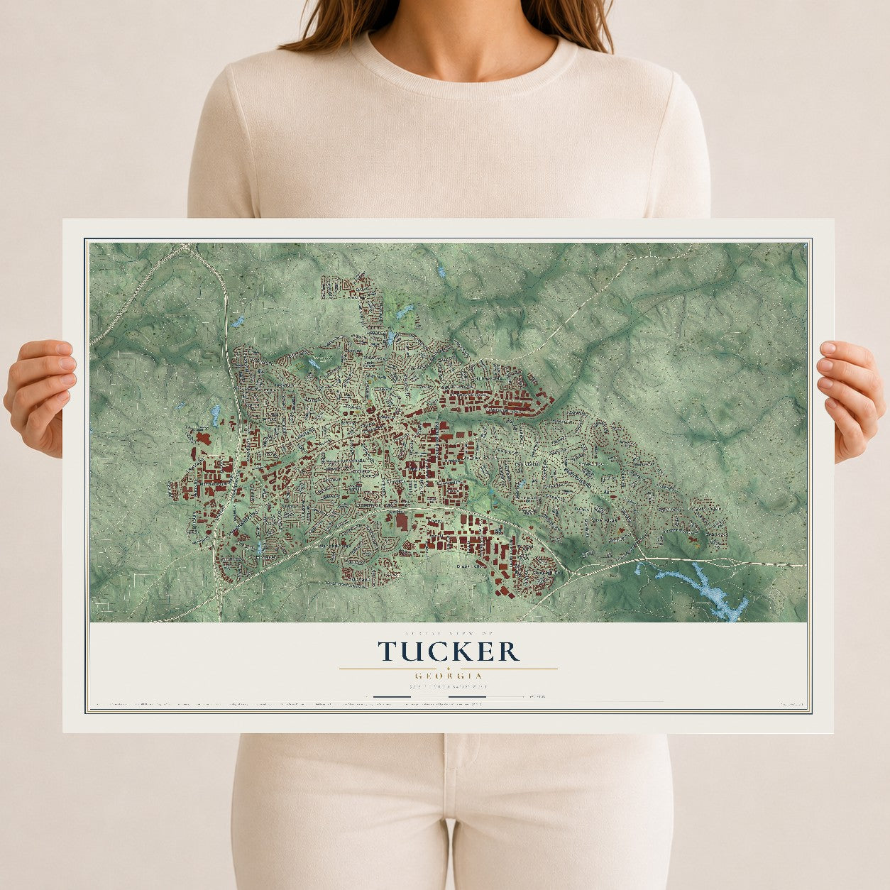 Tucker, Georgia map print, 12" x 18" Archival Matte Print mockup
