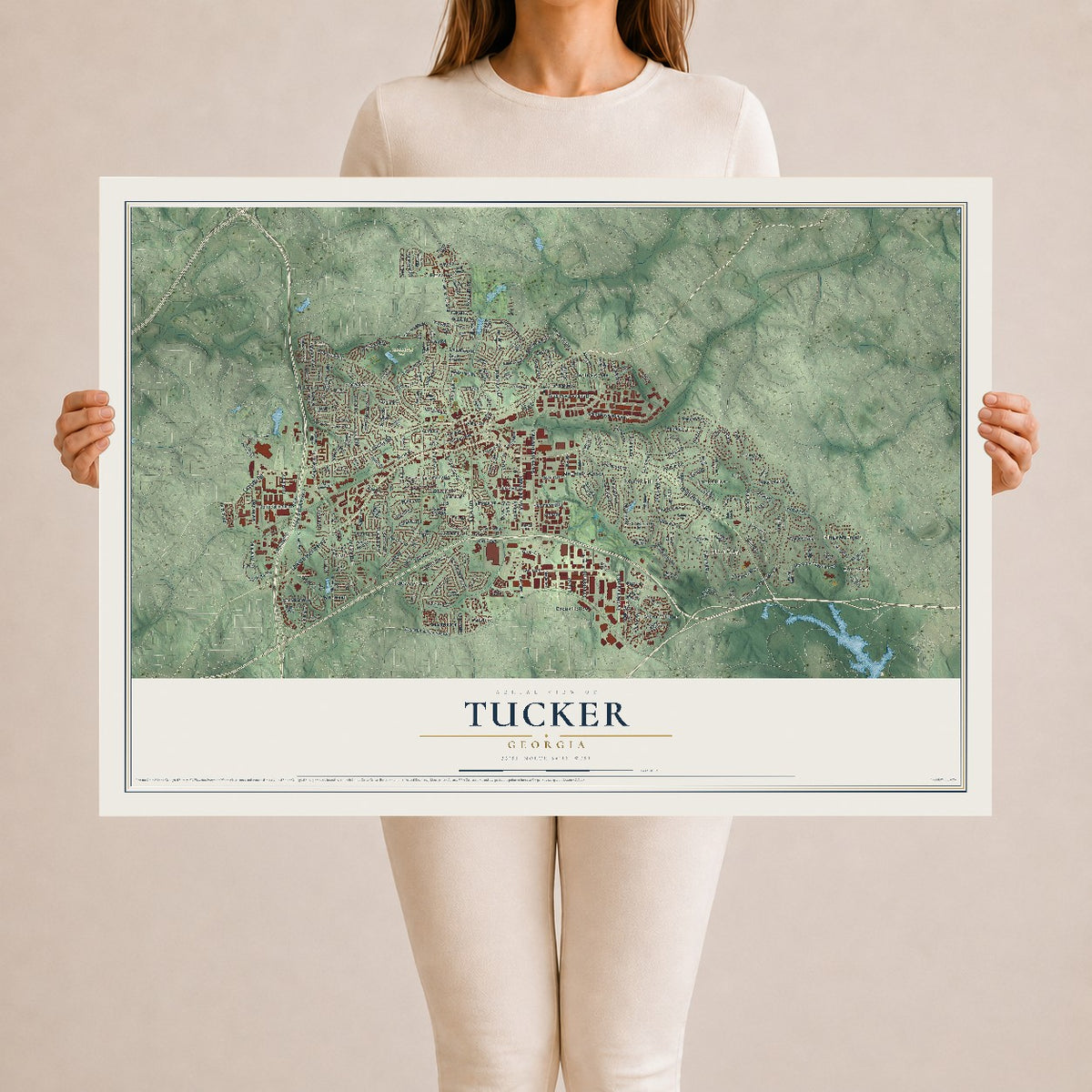 Tucker, Georgia map print, 24" x 36" Archival Matte Print mockup
