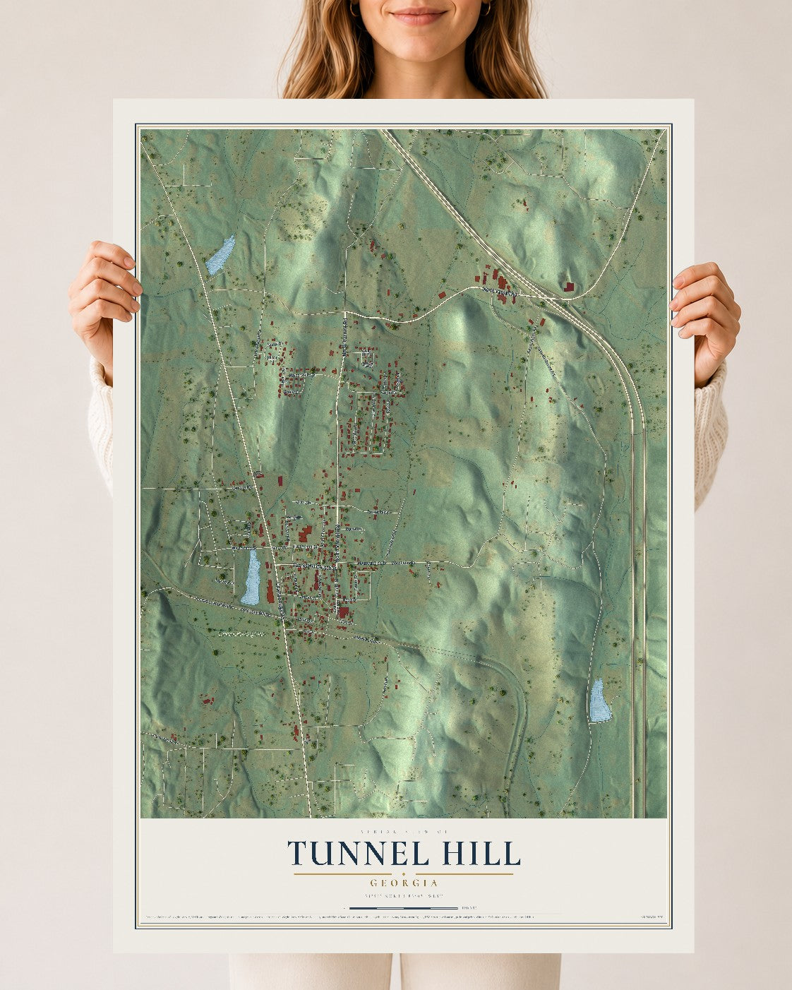 Tunnel Hill, Georgia map print, 24" x 36" Archival Matte Print mockup