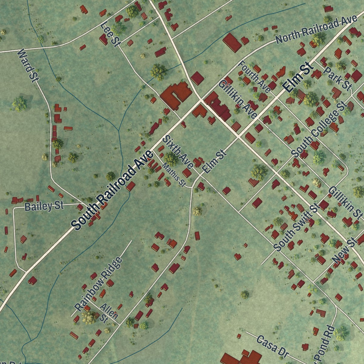 Close-up 1 of the Twin City, Georgia map artwork