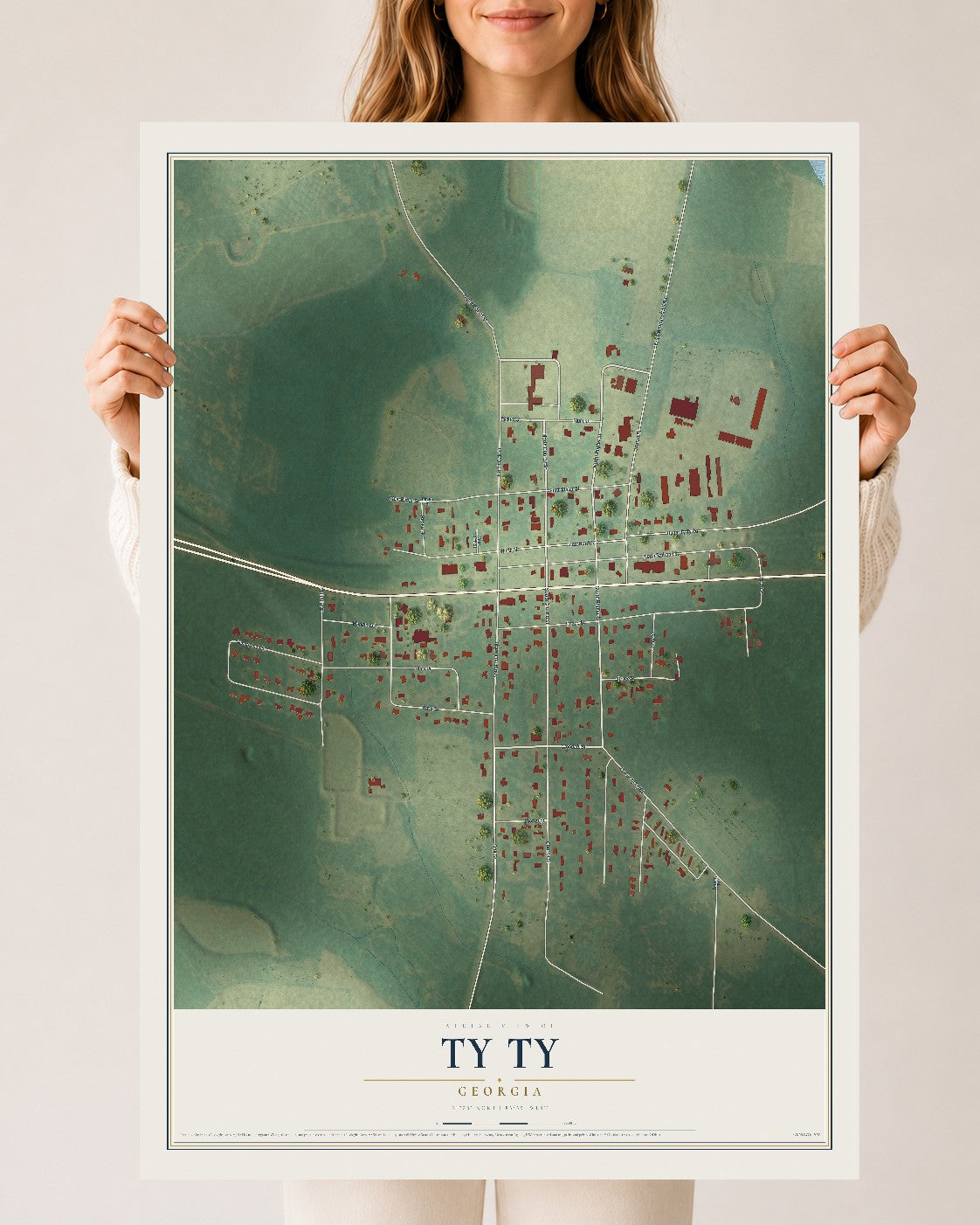 Ty Ty, Georgia map print, 24" x 36" Archival Matte Print mockup