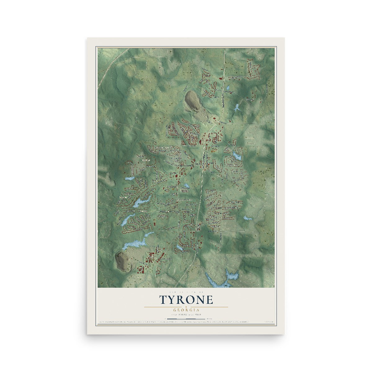 Tyrone, Georgia map print, 12" x 18" Archival Matte Print mockup