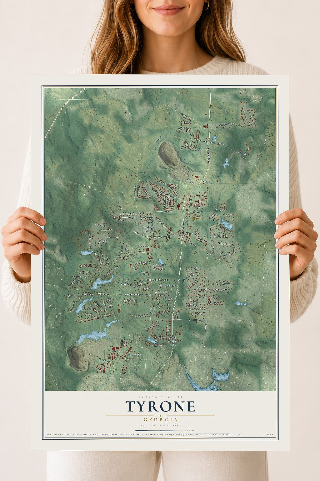 Tyrone, Georgia map print, 18" x 24" Archival Matte Print mockup