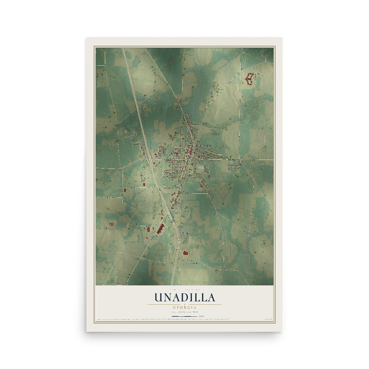 Unadilla, Georgia map print, 12" x 18" Archival Matte Print mockup