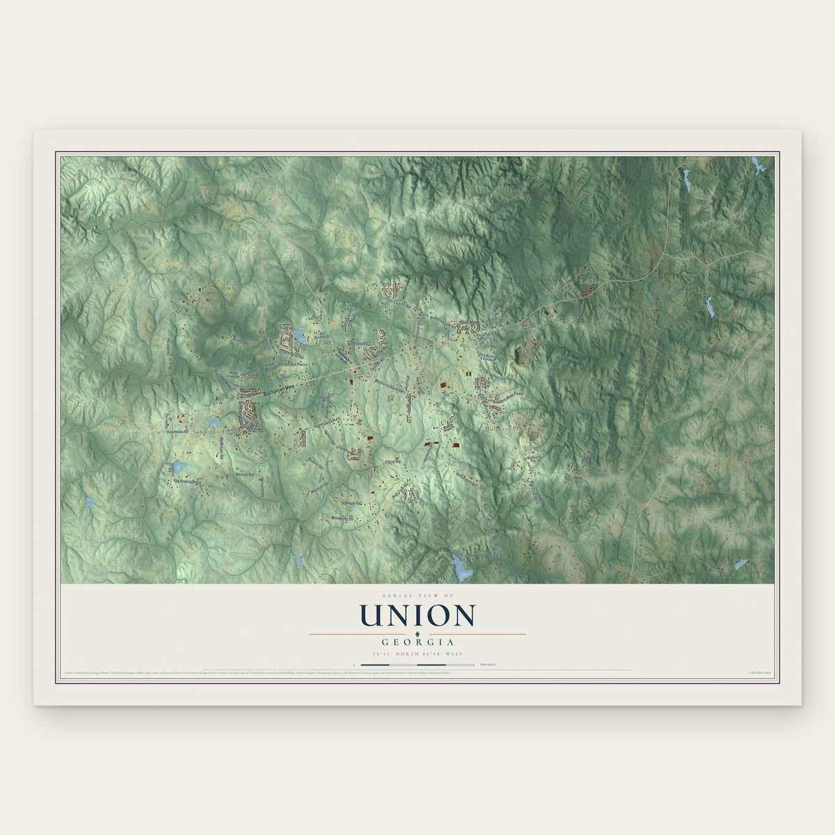 Union, Georgia map print, the full design