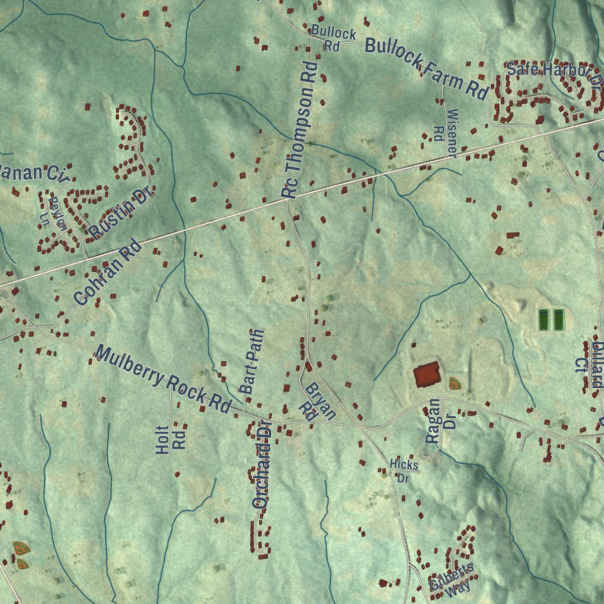 Close-up of the map of Union, Georgia print showing street and building detail