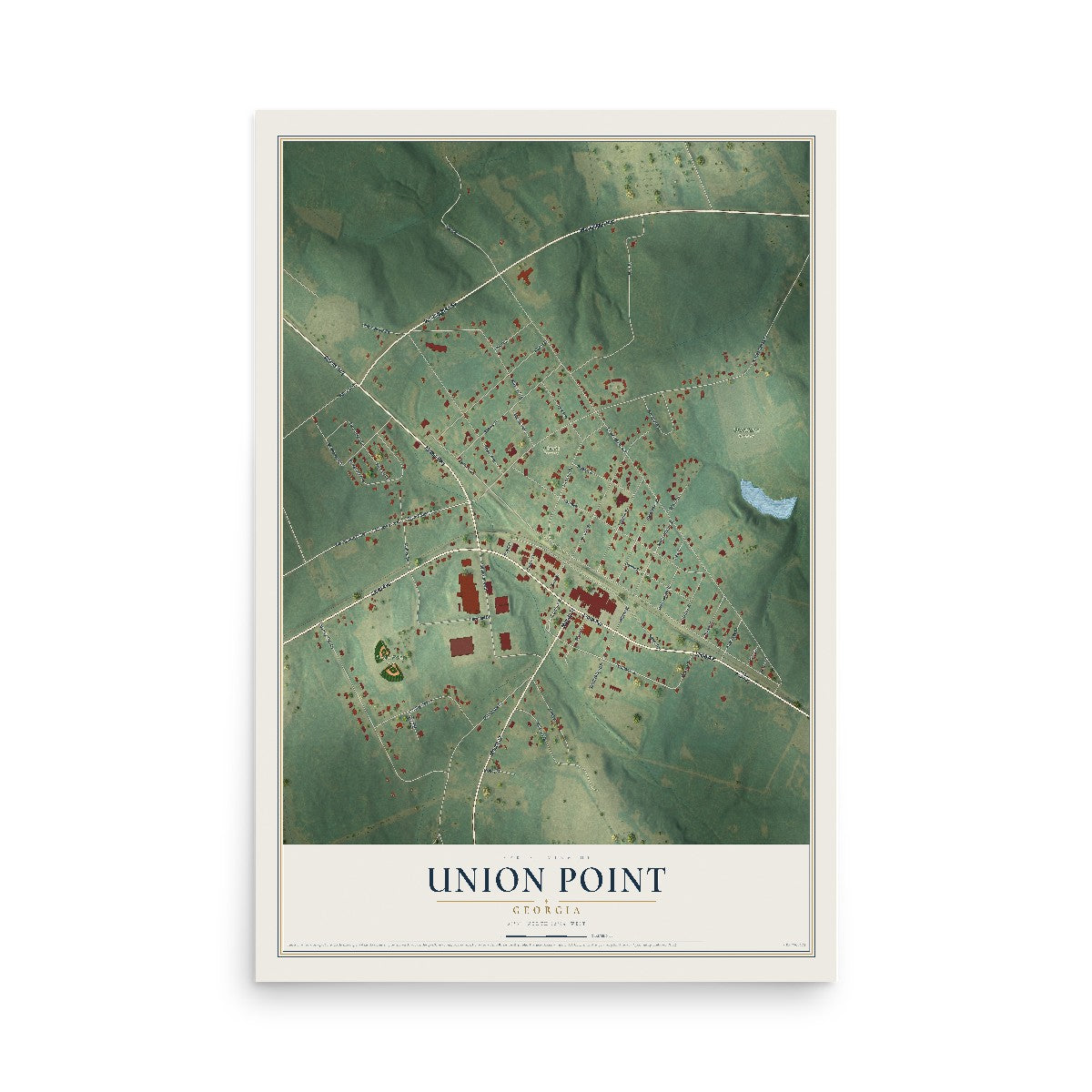 Union Point, Georgia map print, 12" x 18" Archival Matte Print mockup