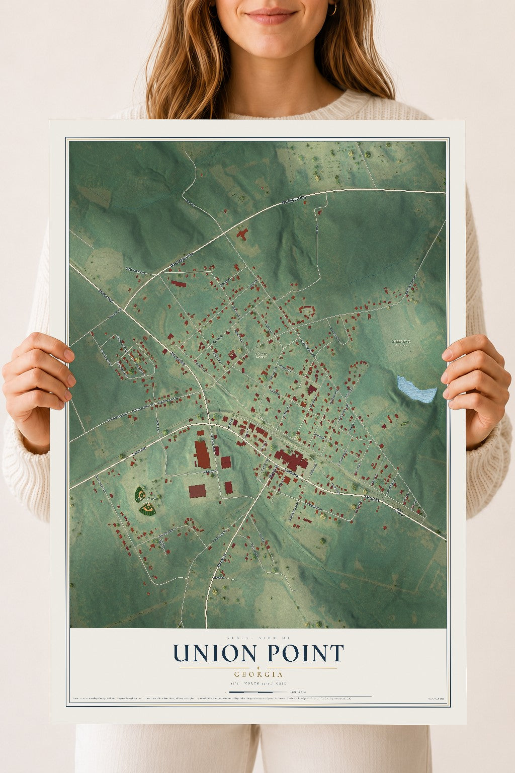 Union Point, Georgia map print, 18" x 24" Archival Matte Print mockup