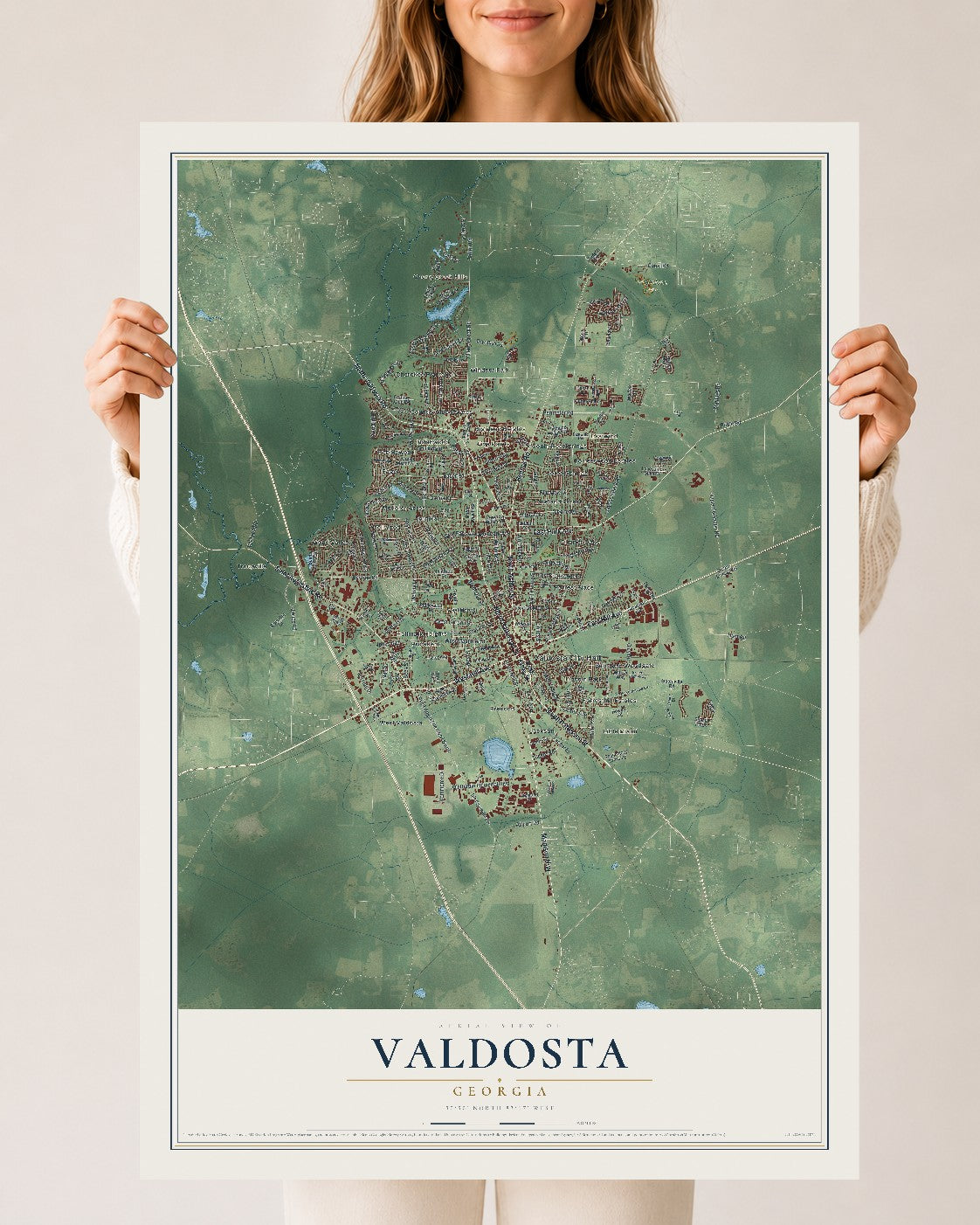 Valdosta, Georgia map print, 24" x 36" Archival Matte Print mockup