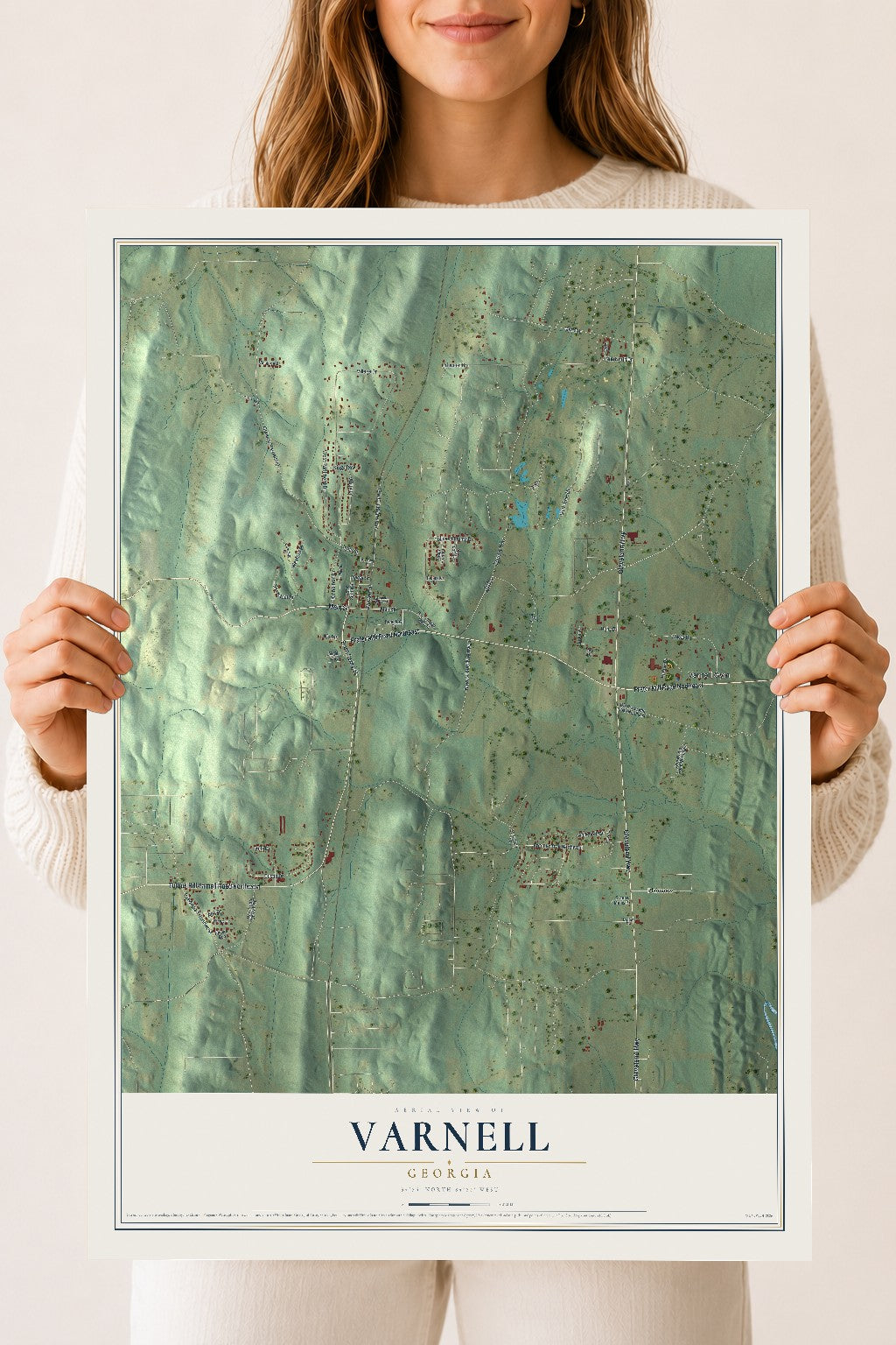 Varnell, Georgia map print, 18" x 24" Archival Matte Print mockup