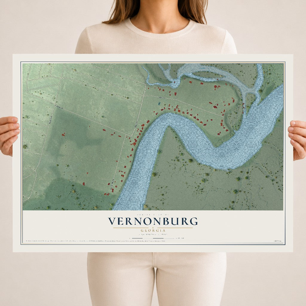 Vernonburg, Georgia map print, 18" x 24" Archival Matte Print mockup