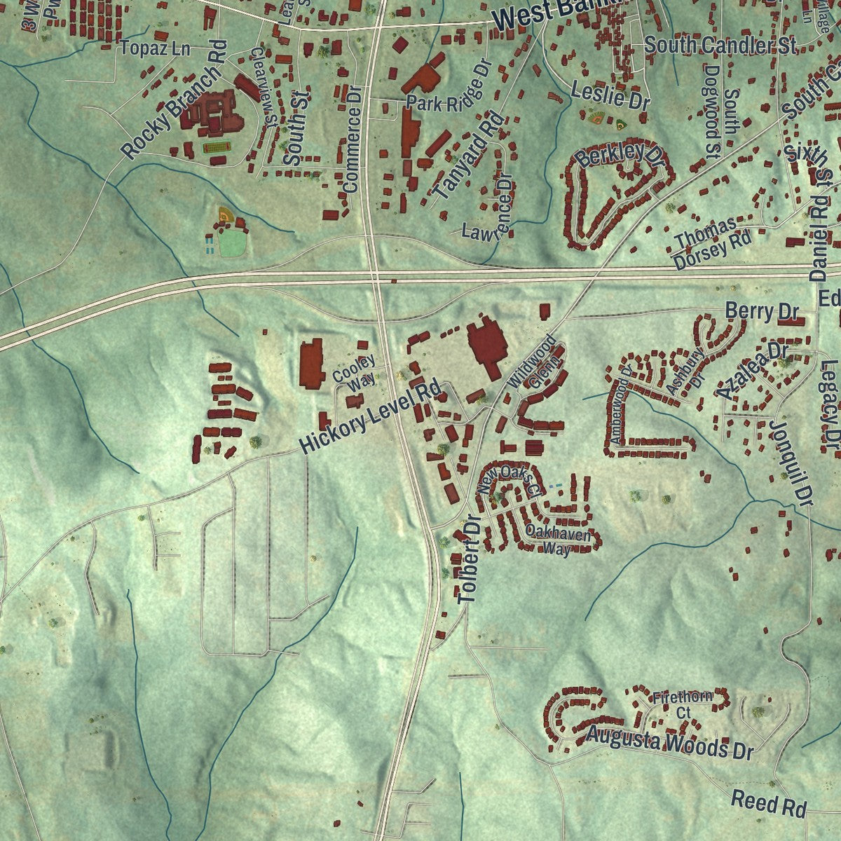 Close-up 1 of the Villa Rica, Georgia map artwork