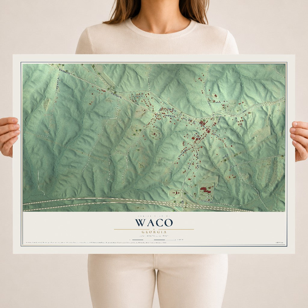 Waco, Georgia map print, 18" x 24" Archival Matte Print mockup