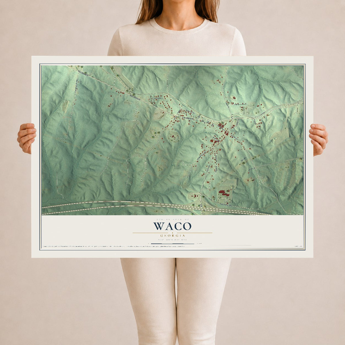 Waco, Georgia map print, 24" x 36" Archival Matte Print mockup