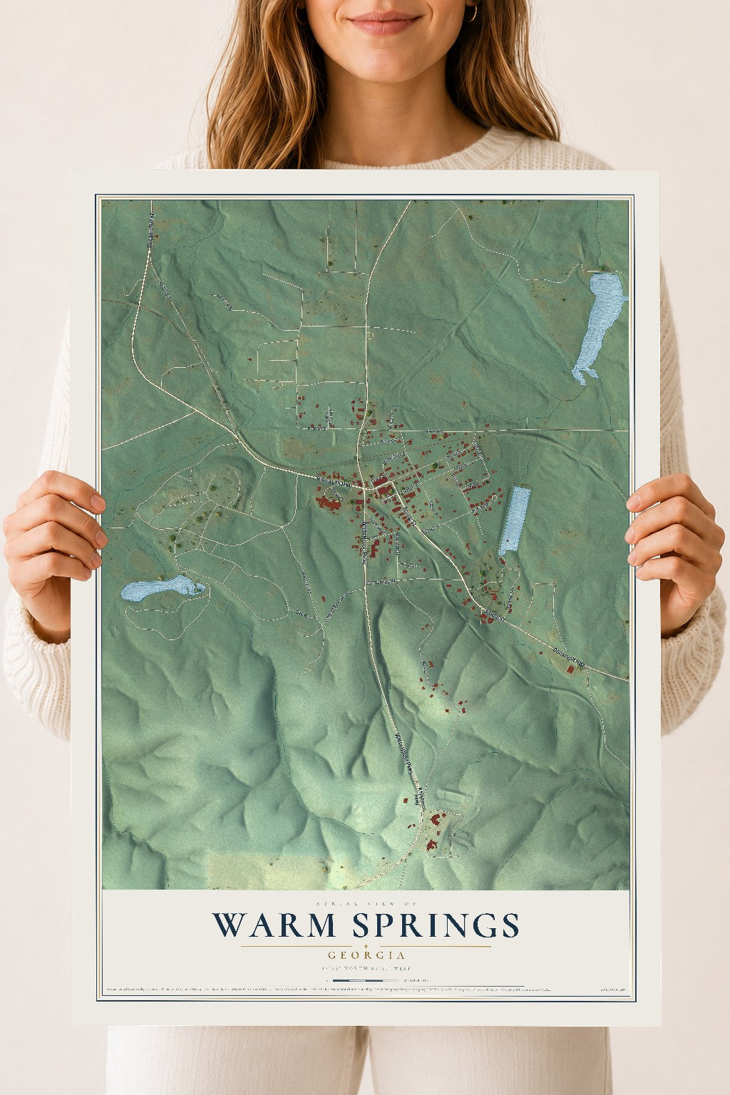 Warm Springs, Georgia map print, 18" x 24" Archival Matte Print mockup