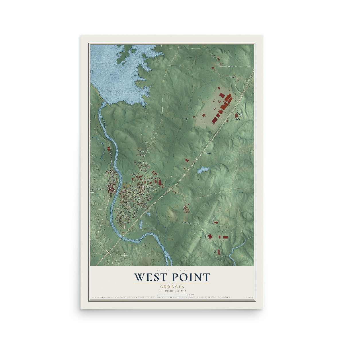 West Point, Georgia map print, 12" x 18" Archival Matte Print mockup
