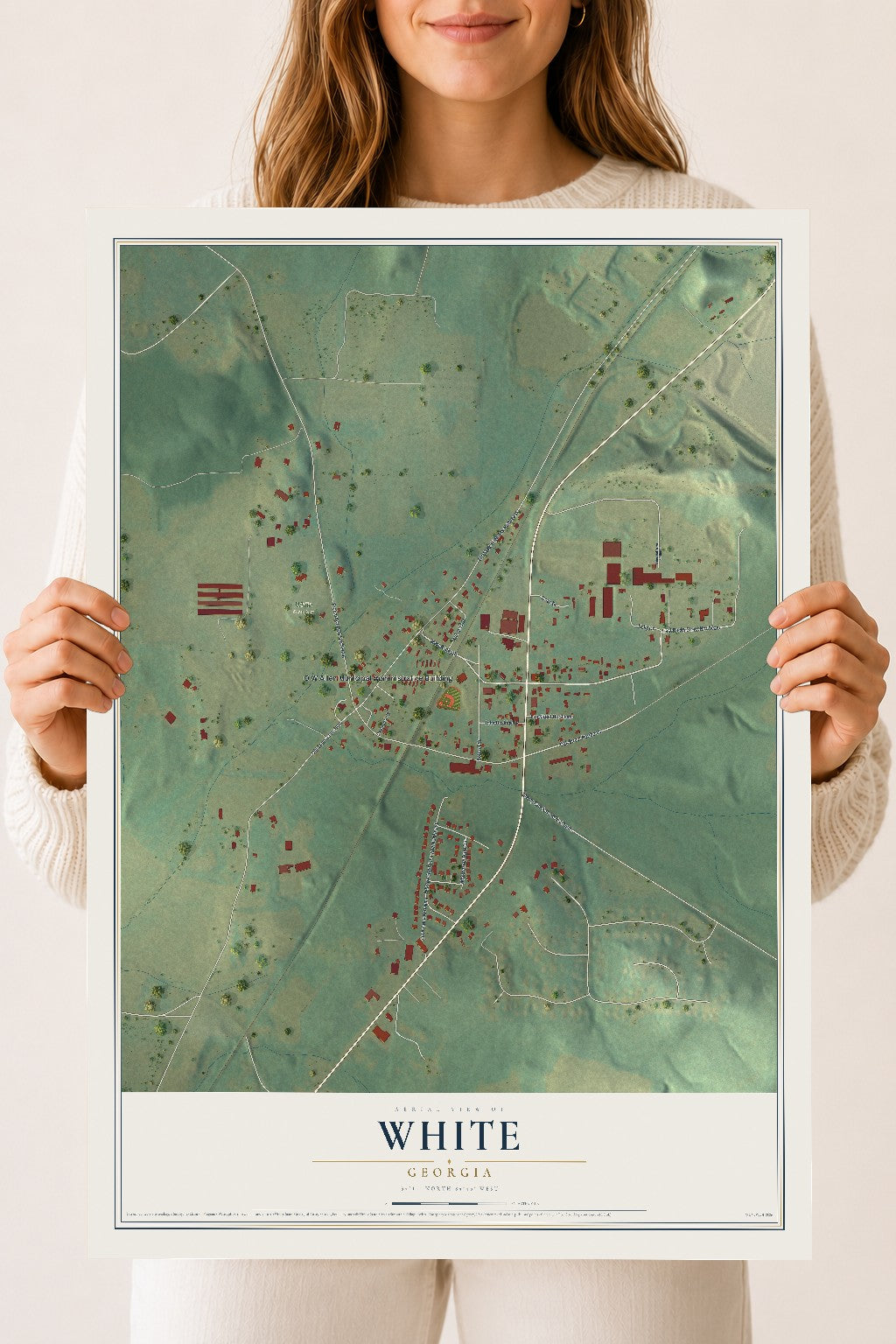 White, Georgia map print, 18" x 24" Archival Matte Print mockup