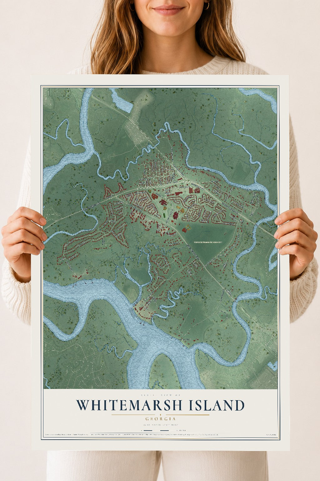 Whitemarsh Island, Georgia map print, 18" x 24" Archival Matte Print mockup