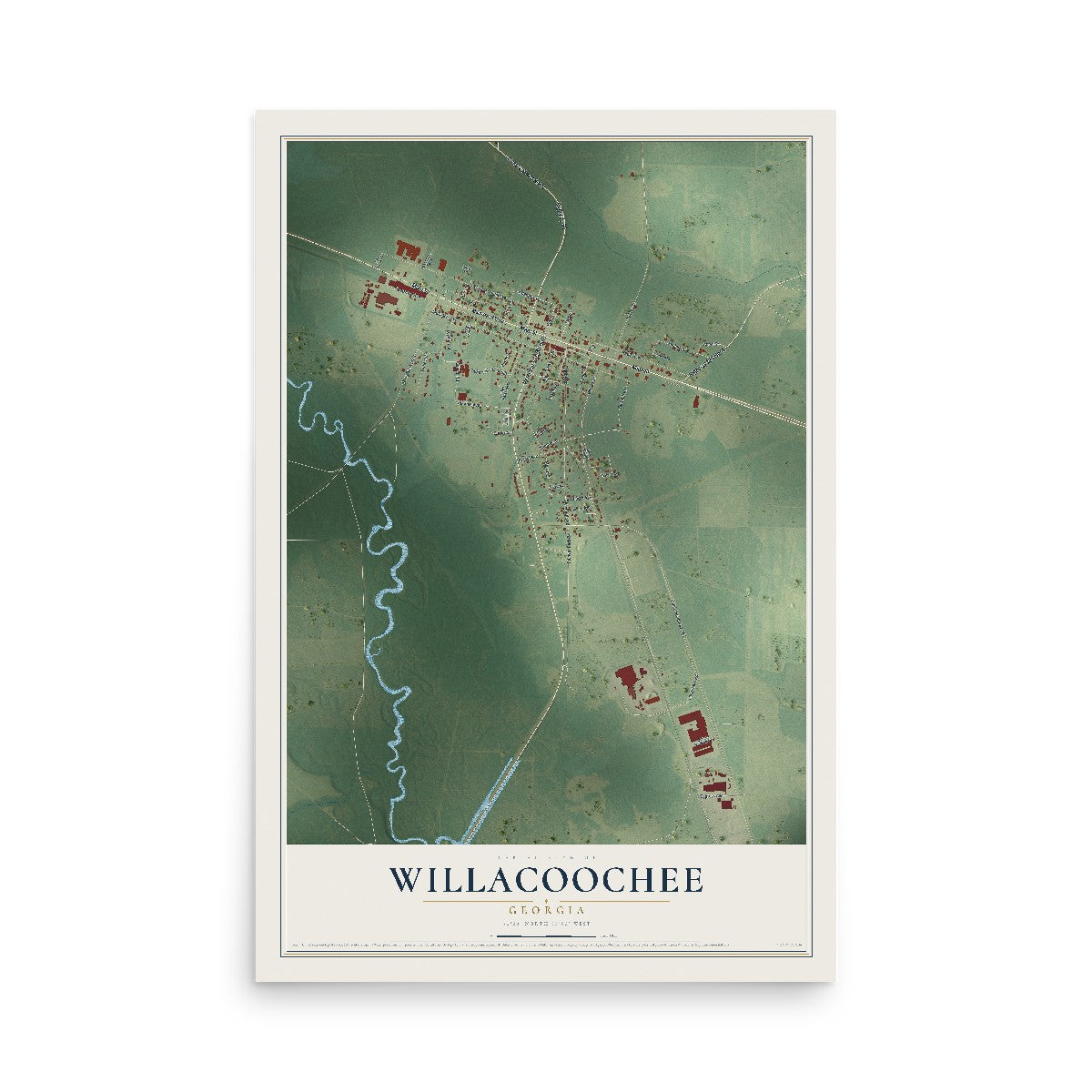 Willacoochee, Georgia map print, 12" x 18" Archival Matte Print mockup