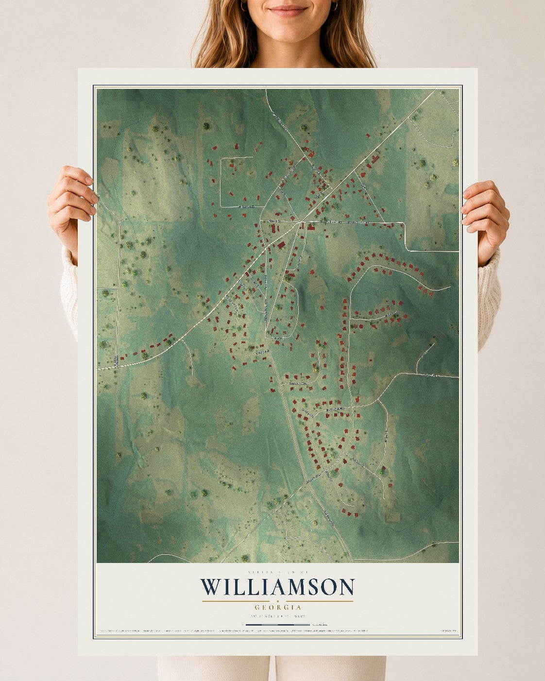 Williamson, Georgia map print, 24" x 36" Archival Matte Print mockup