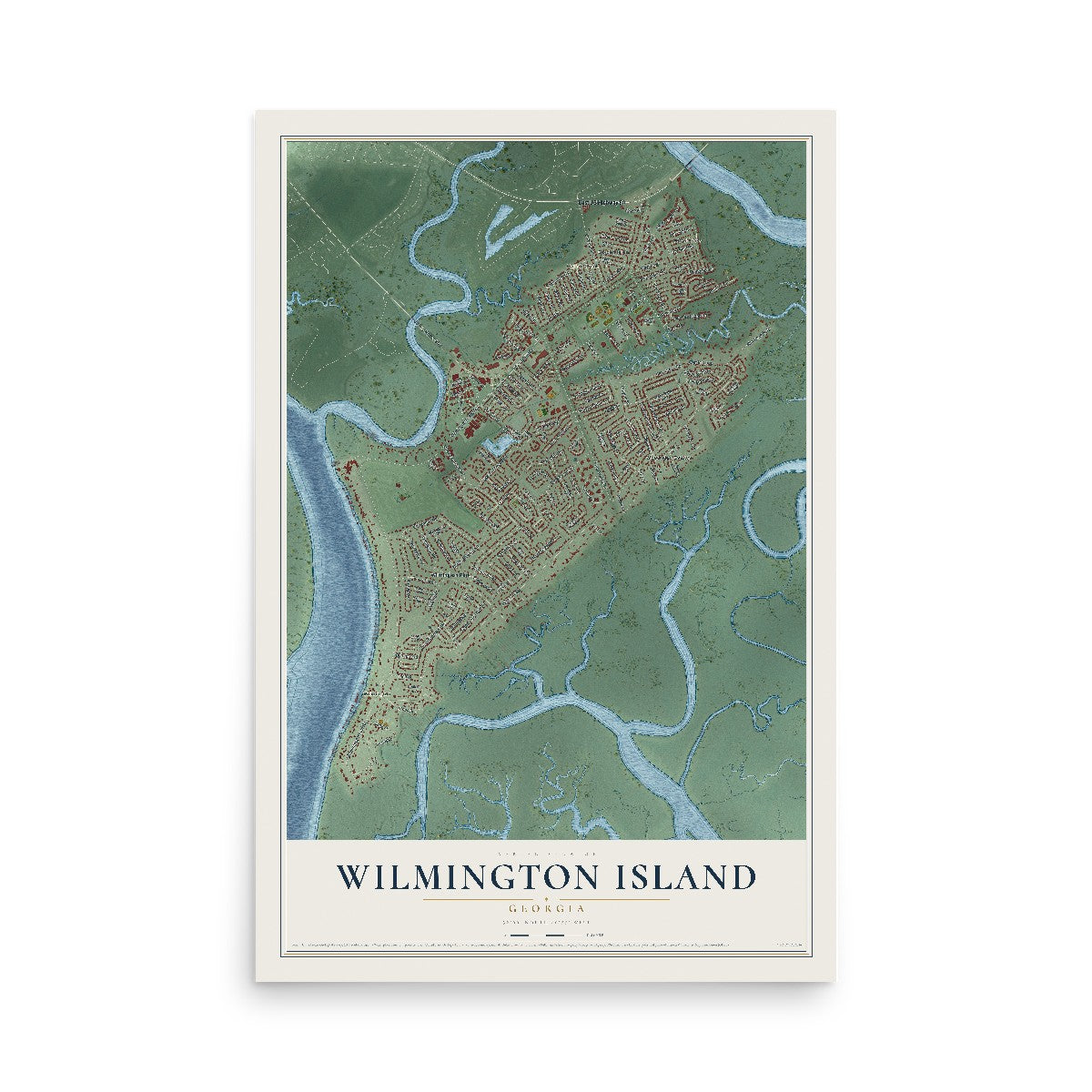 Wilmington Island, Georgia map print, 12" x 18" Archival Matte Print mockup