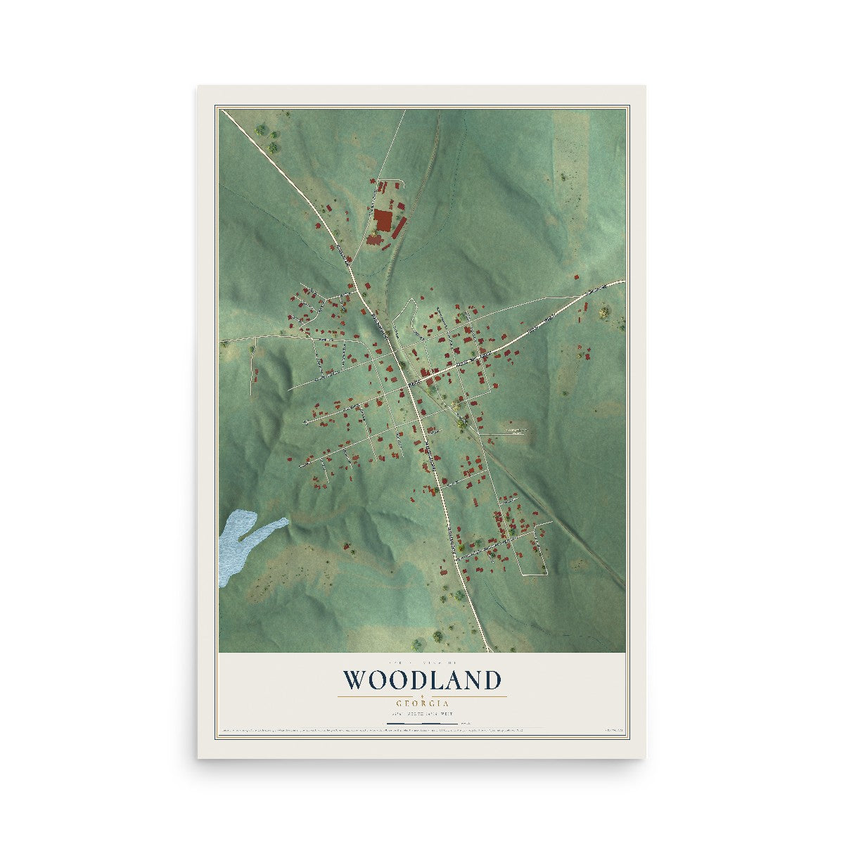 Woodland, Georgia map print, 12" x 18" Archival Matte Print mockup