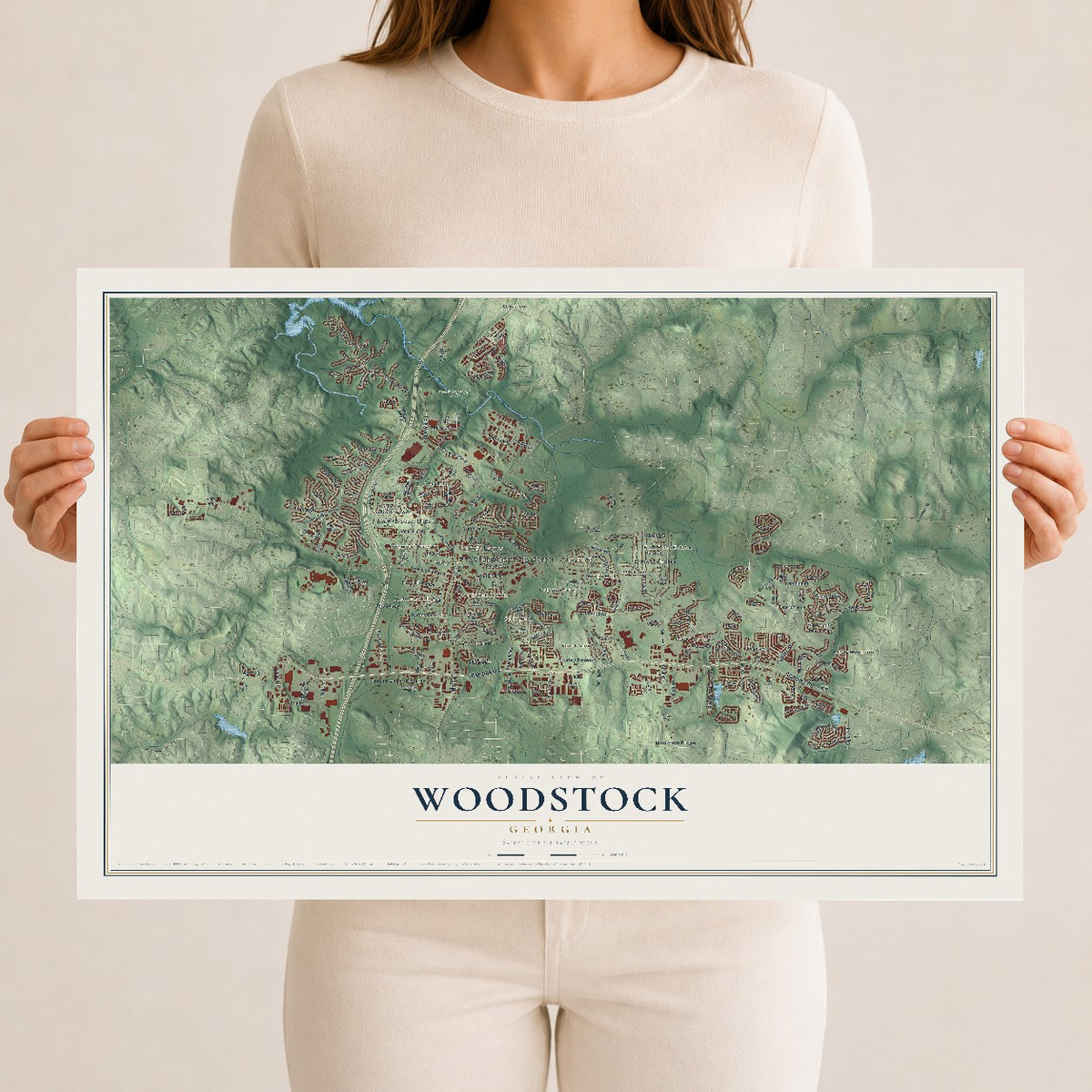 Woodstock, Georgia map print, 12" x 18" Archival Matte Print mockup