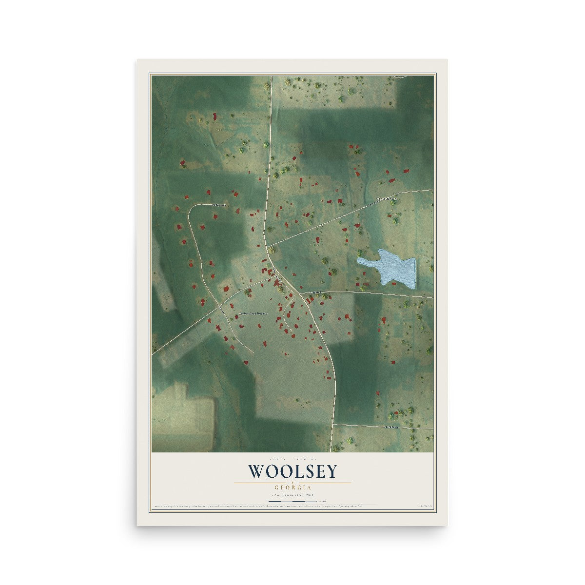 Woolsey, Georgia map print, 12" x 18" Archival Matte Print mockup