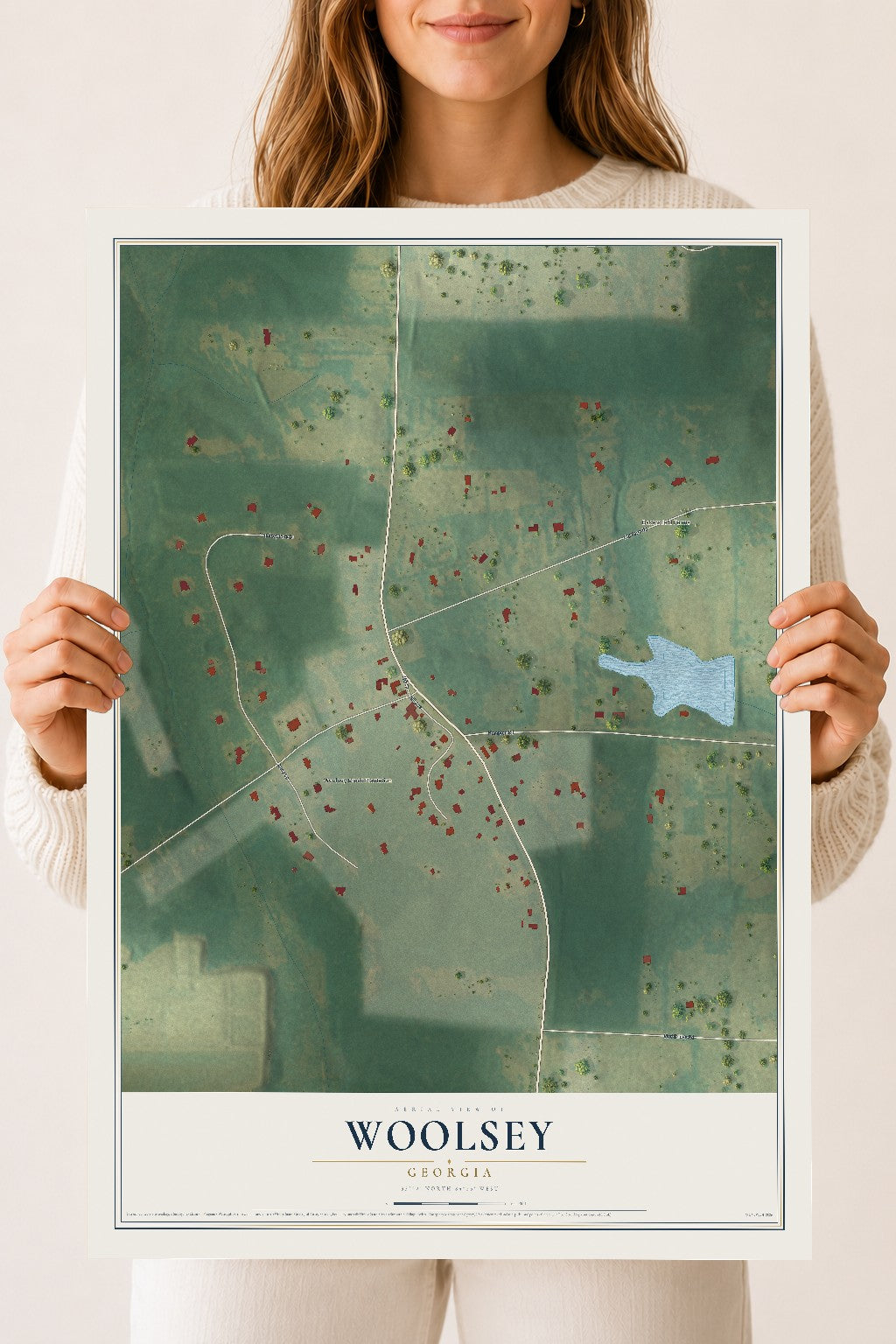 Woolsey, Georgia map print, 18" x 24" Archival Matte Print mockup