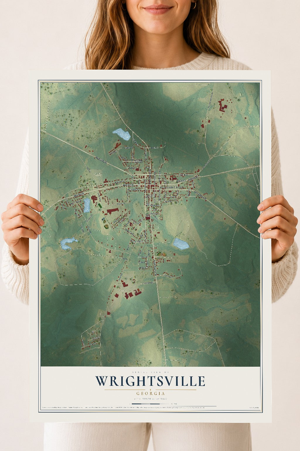 Wrightsville, Georgia map print, 18" x 24" Archival Matte Print mockup