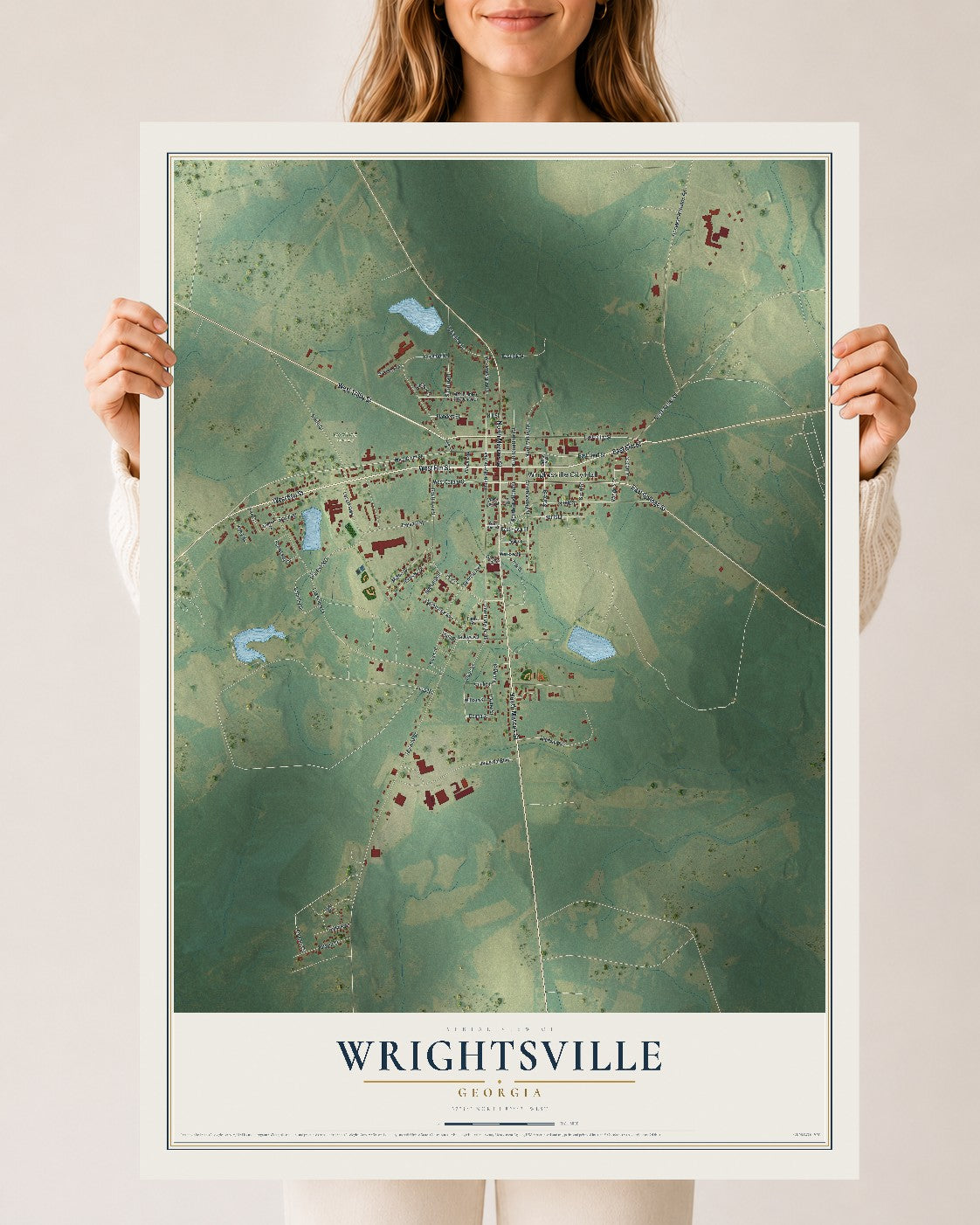 Wrightsville, Georgia map print, 24" x 36" Archival Matte Print mockup